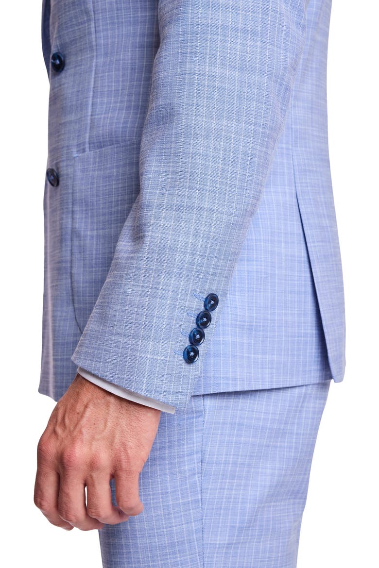 Soho Slim Fit Double Breasted Suit Jacket, Alternate, color, BLUE WHITE PINSTRIPE