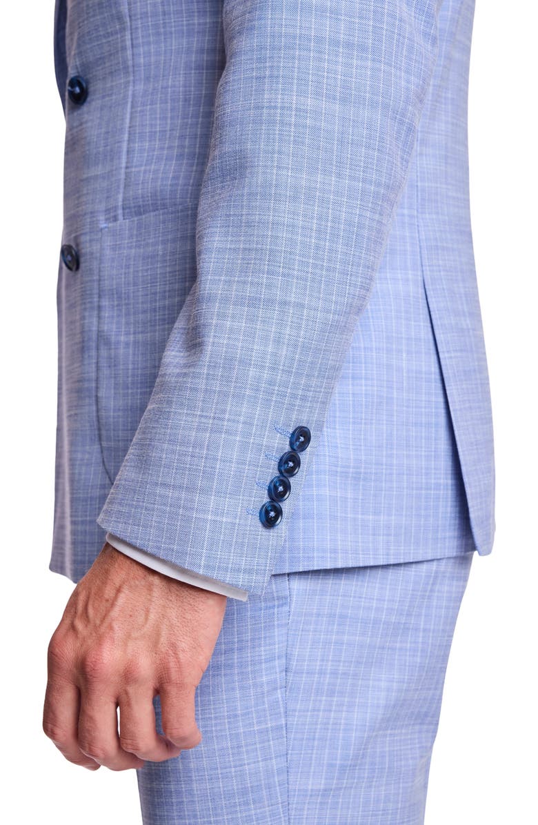 PAISLEY & GRAY Soho Slim Fit Double Breasted Suit Jacket, Alternate, color, Blue White Pinstripe