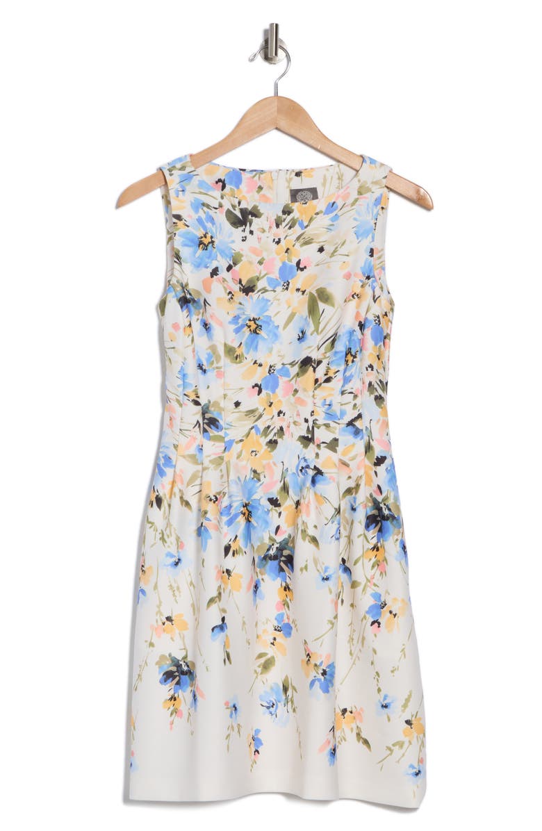 Vince Camuto Floral Sleeveless Fit & Flare Scuba Knit Dress, Alternate, color, 