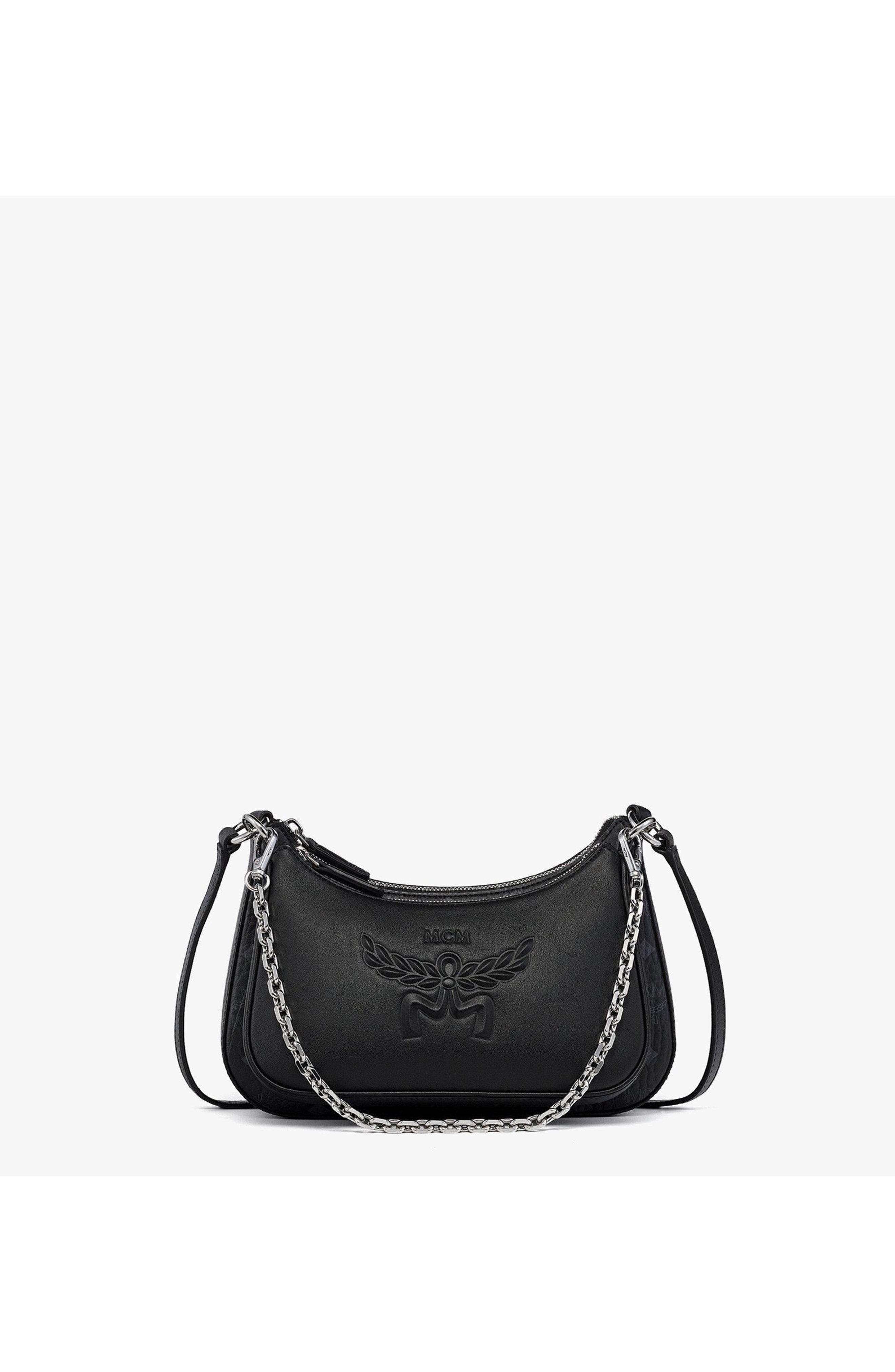 MCM Aren Duo Hobo in Visetos, Main, color, Black