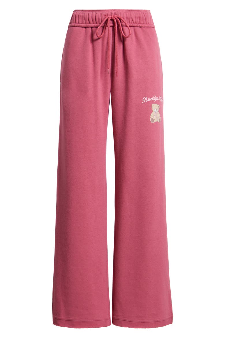 Teddy Cotton Blend Fleece Sweatpants, Alternate, color, RED