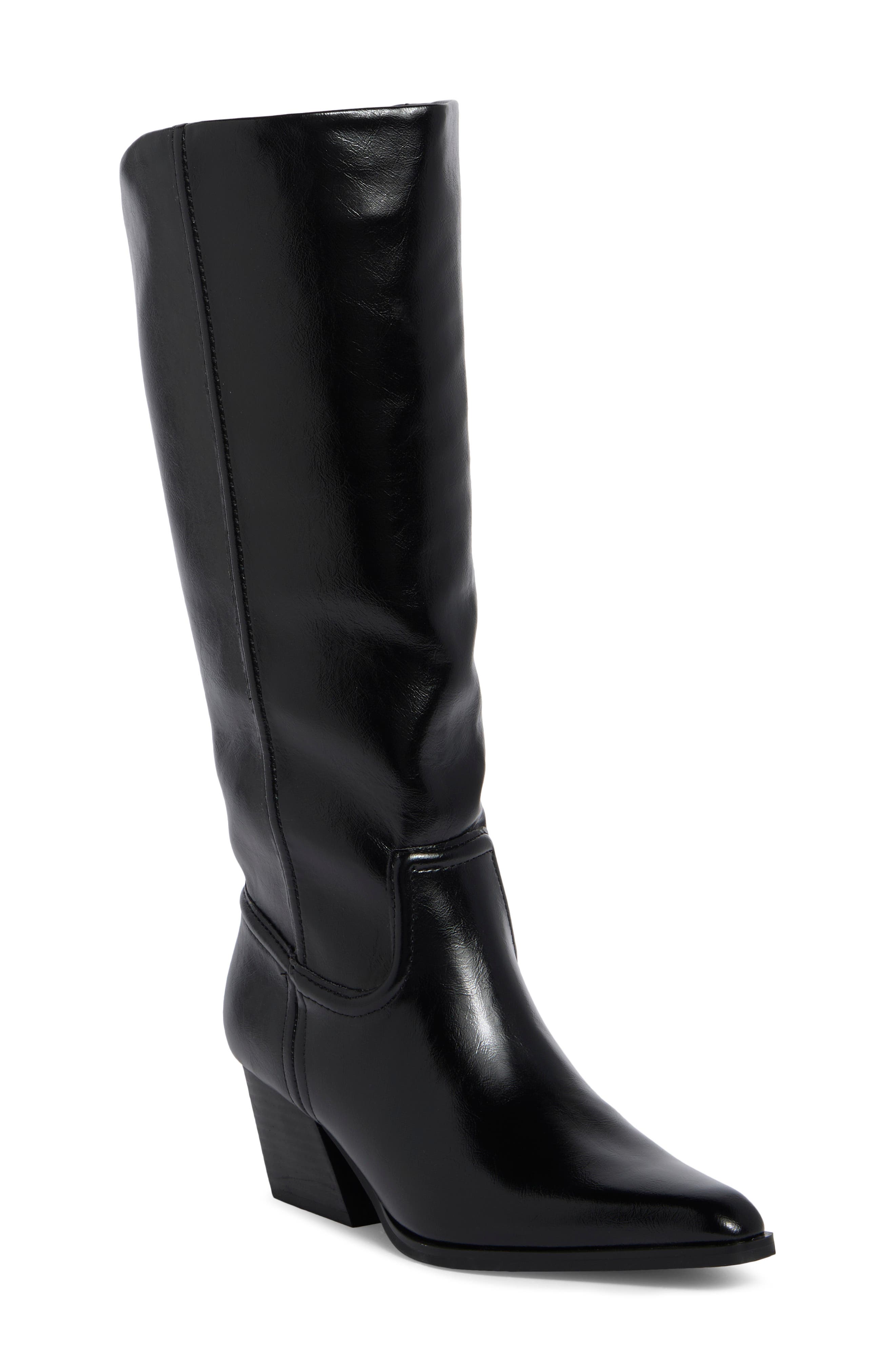 Gianada Faux Leather Knee High Boot, Main, color, BLACK