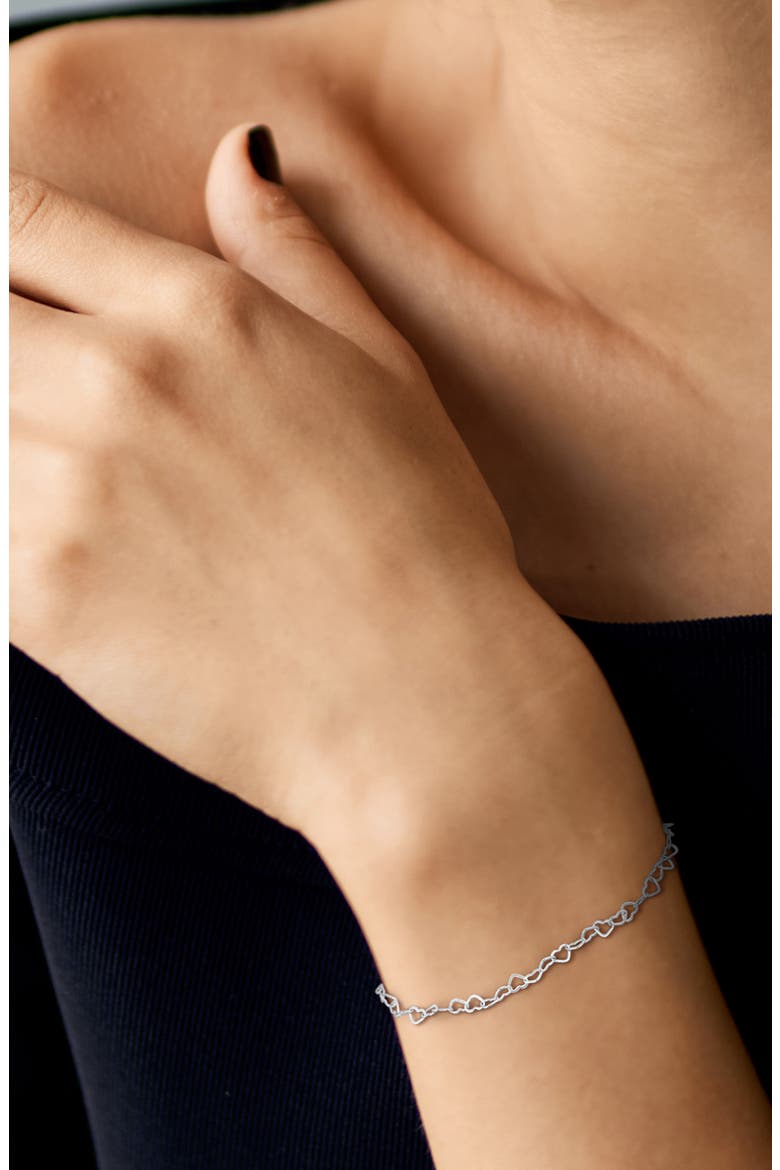 Heart Link Bracelet, Alternate, color, SILVER
