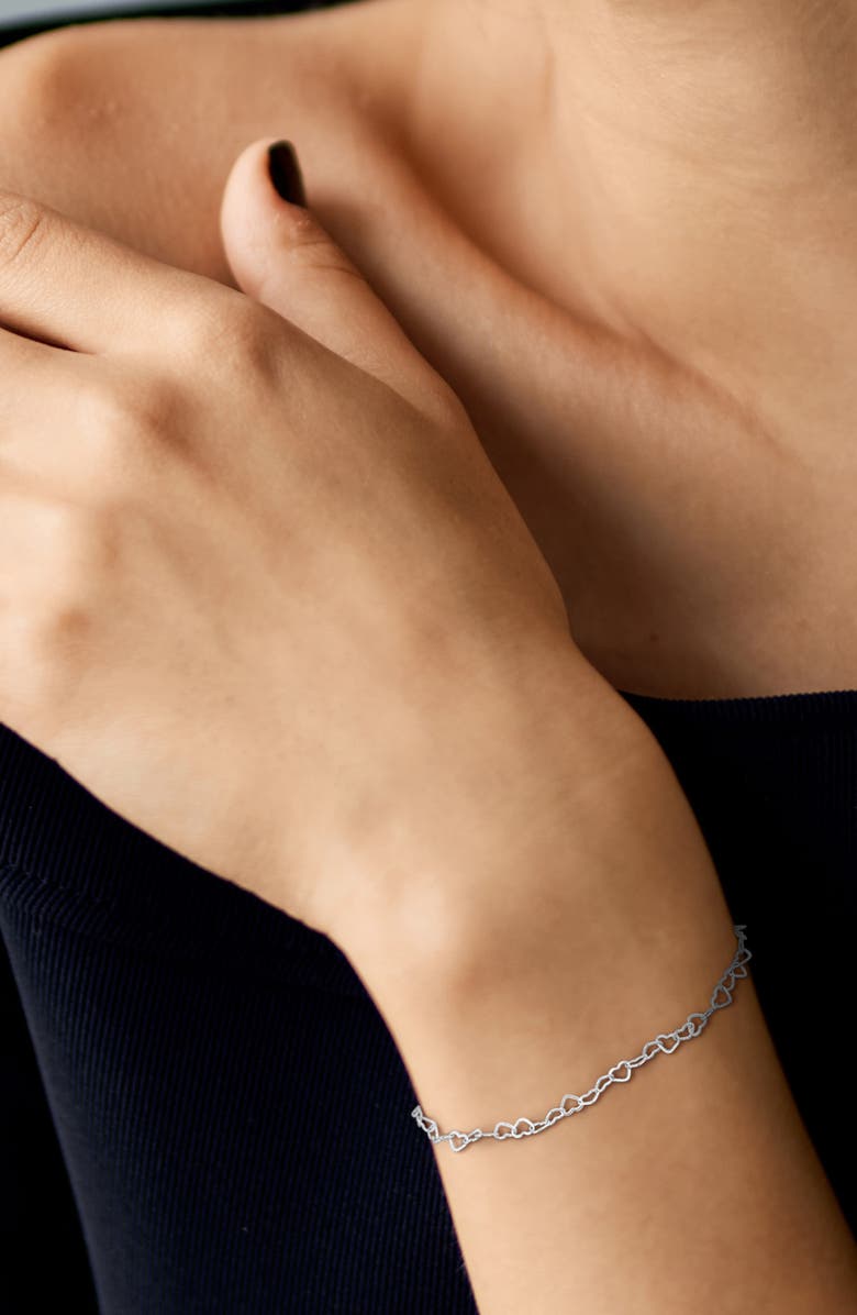 DELMAR Heart Link Bracelet, Alternate, color, Silver