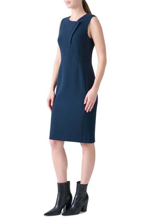 Akris Double Face Wool Crepe Sheath Dress In Blue