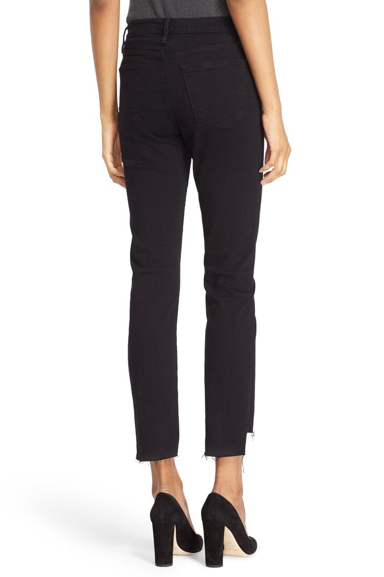 Le High Straight High Waist Staggered Hem Jeans (Nordstrom Exclusive), Alternate, color, FILM NOIR