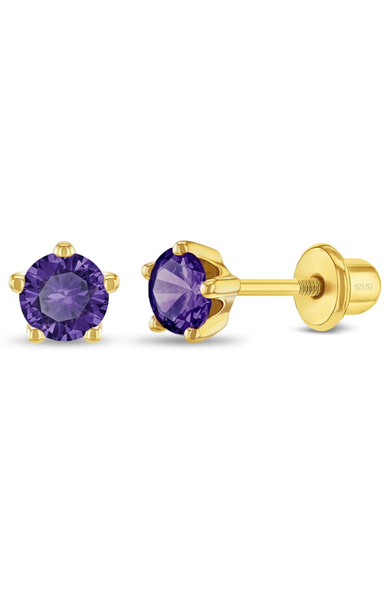In Season Jewelry Prong CZ Solitaire Earrings, Main, color, February