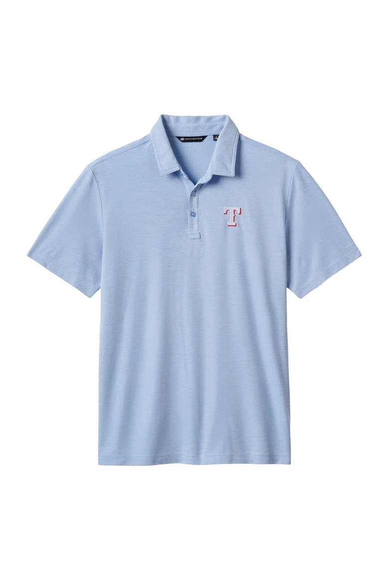Men's TravisMathew Heather Blue Texas Rangers Playoff Pitch Polo, Alternate, color, Heather Blue