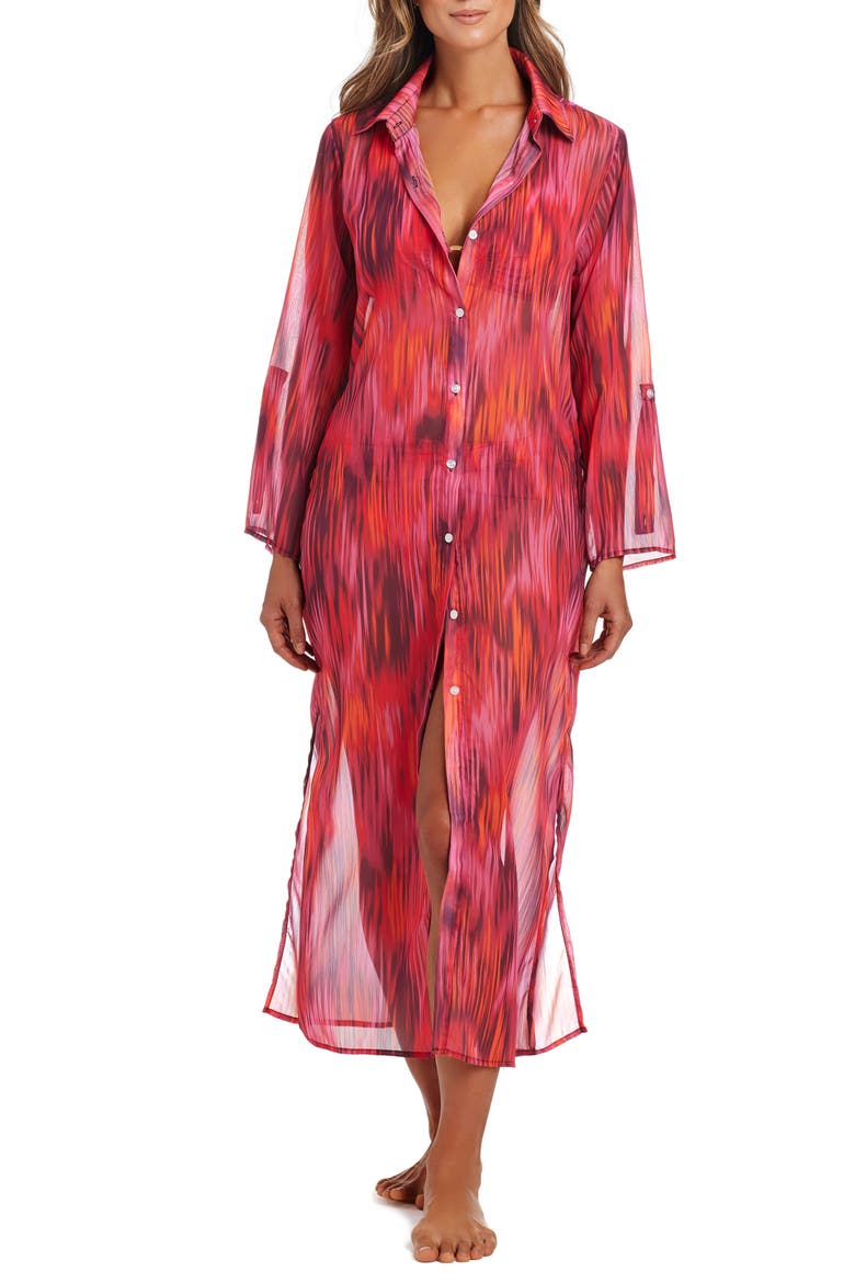 Long Shirt Cover-Up, Main, color, FIESTA PINK
