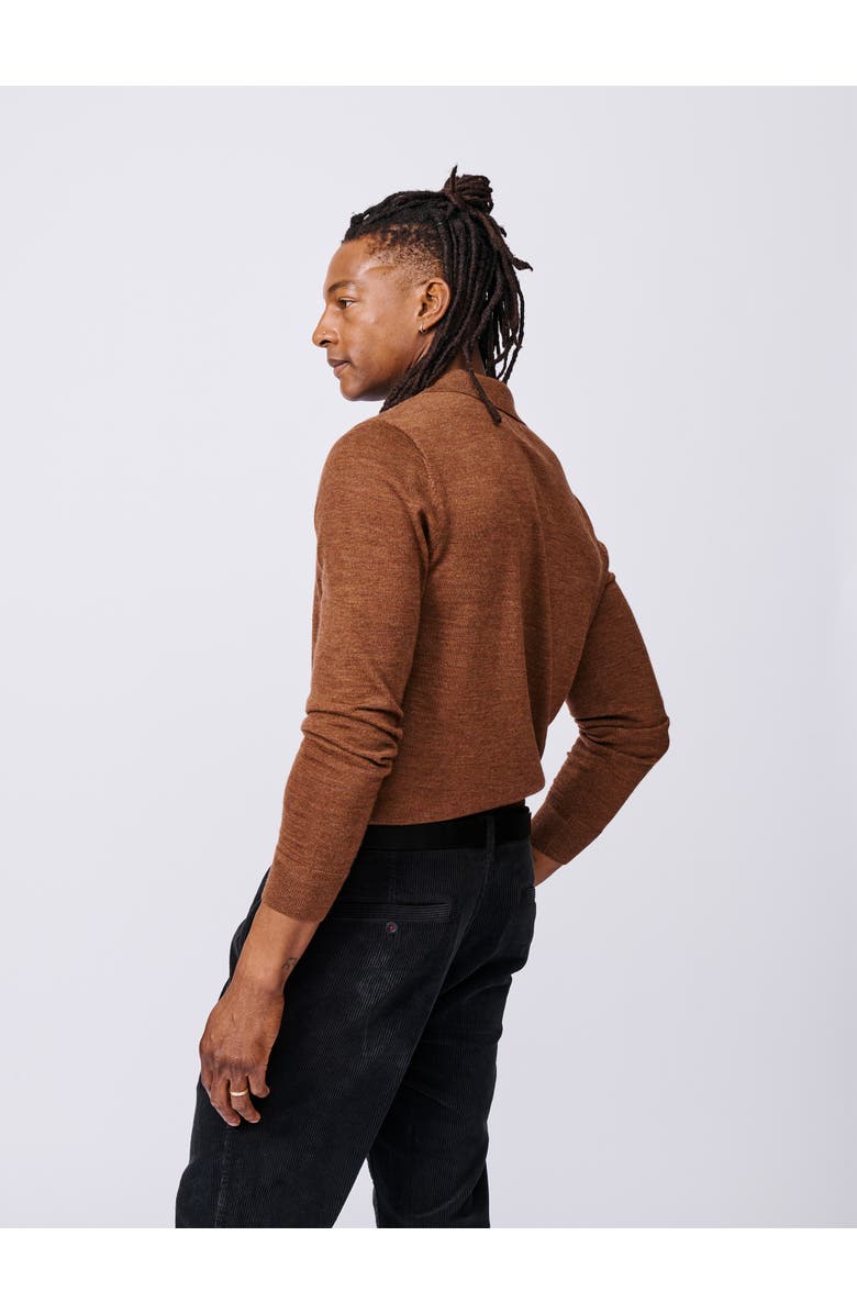 Aubin Chapel Merino Long Sleeve Polo, Alternate, color, Rust