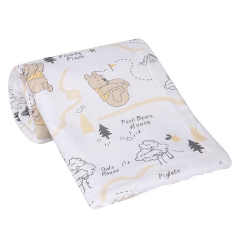 Lambs & Ivy Disney Baby Pooh And The Hundred Acre Woods White Baby Blanket In White