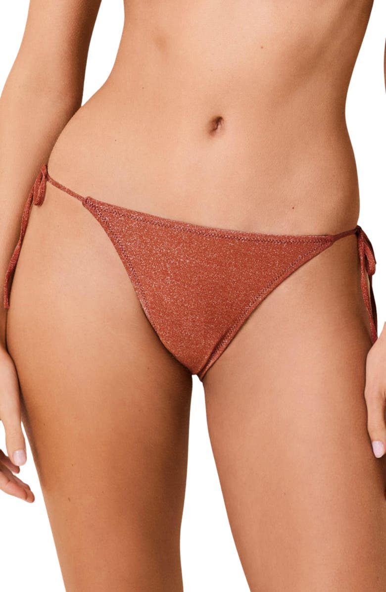Solid & Striped The Iris Glitter Bikini Bottoms, Main, color, Spice