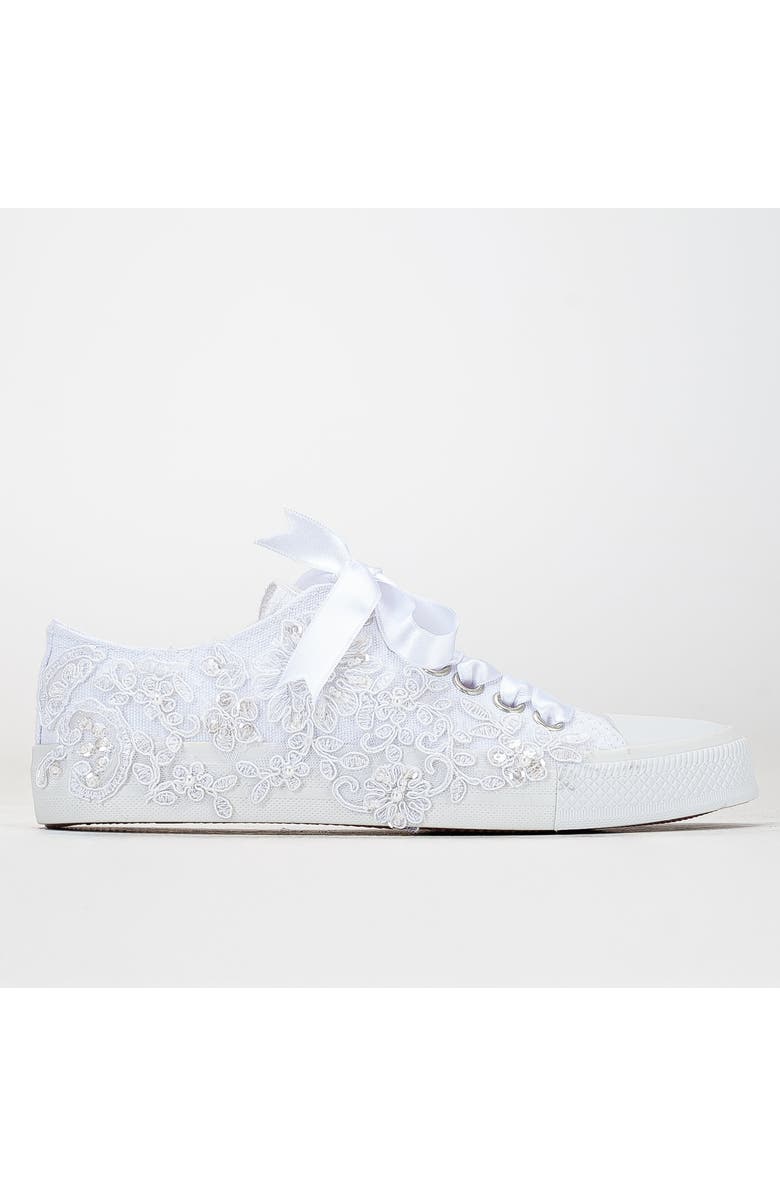 Forever & Always Shoes Shelby Lace White Bridal Sneakers, Main, color, White