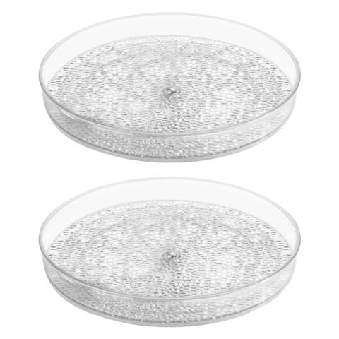 9-Inch Plastic Lazy Susan Organizer for Bathroom - Set of 2 - Clear