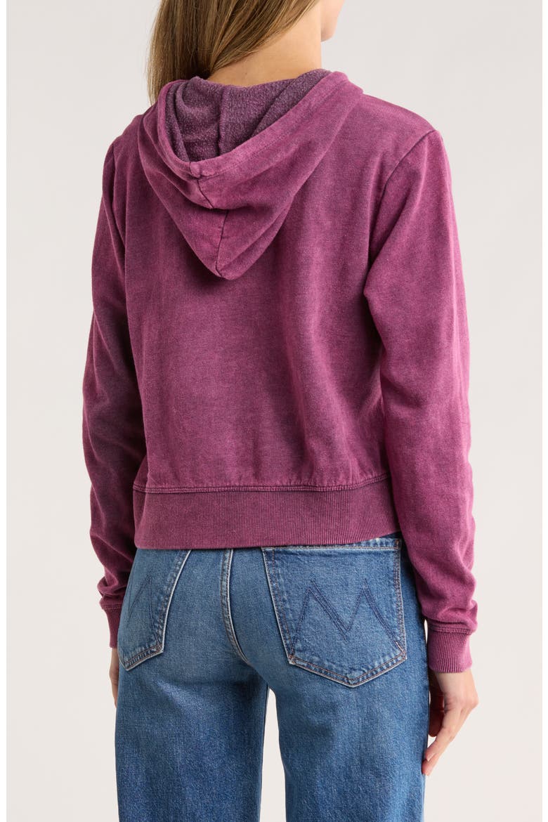 Rose Mineral Wash Crop Hoodie, Alternate, color, EGGPLANT