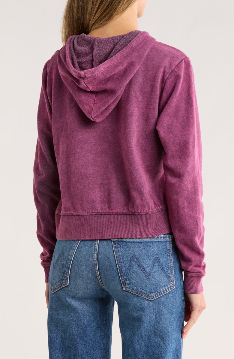 Threads 4 Thought Rose Mineral Wash Crop Hoodie, Alternate, color, Eggplant