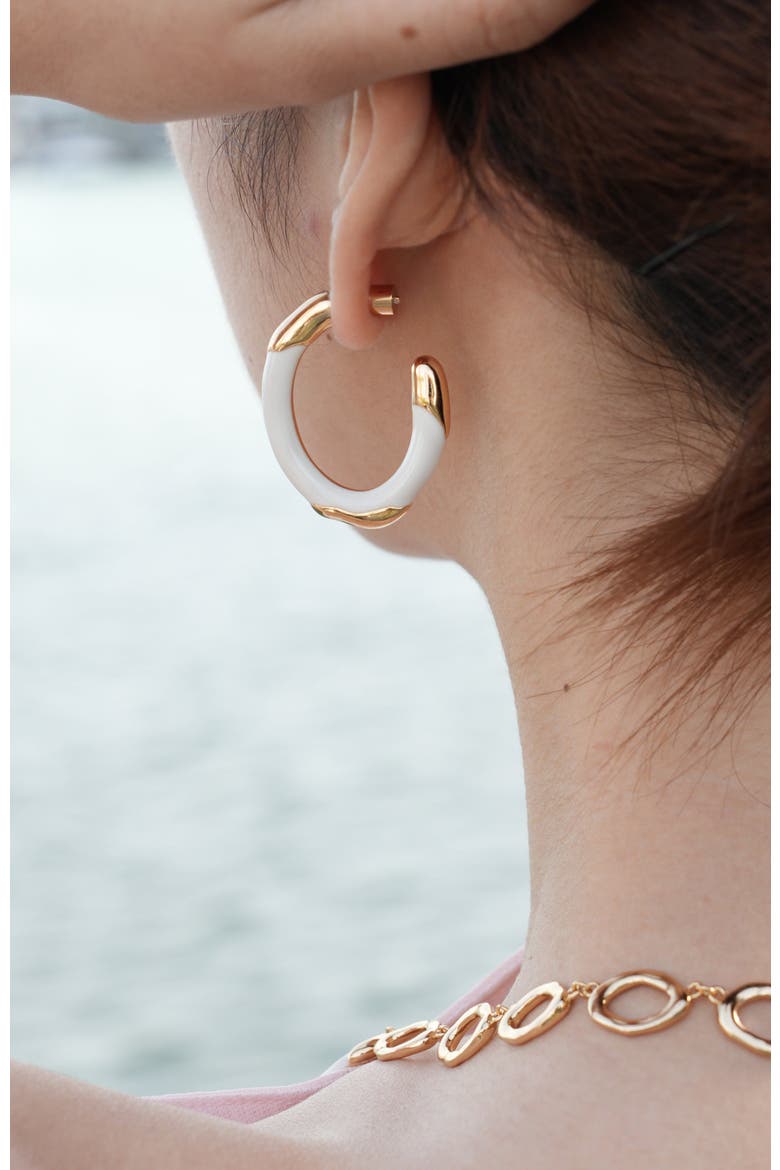 Time Ripples Earrings, Alternate, color, White & Gold