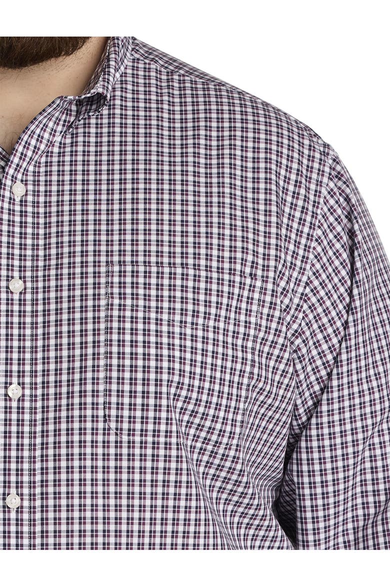 Big & Tall Check Patterned Sport Shirt, Alternate, color, PURPLE MULTI