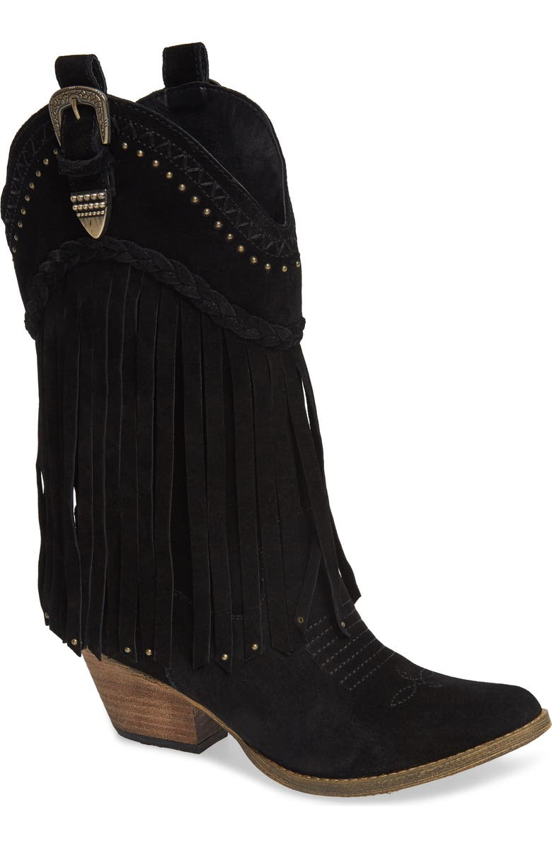 Very Volatile Anderson Fringe Western Boot, Main, color,