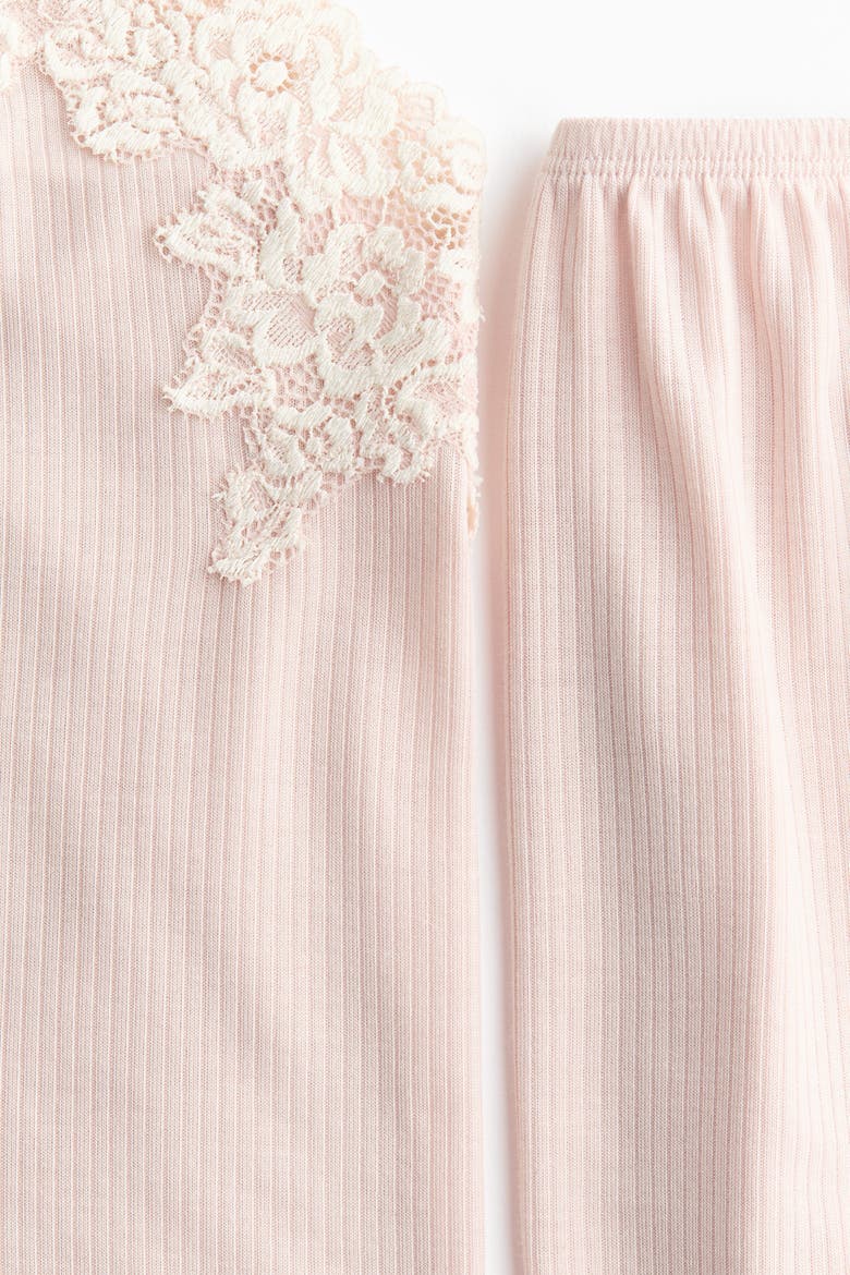 Ribbed Jersey Pyjamas, Alternate, color, Powder pink