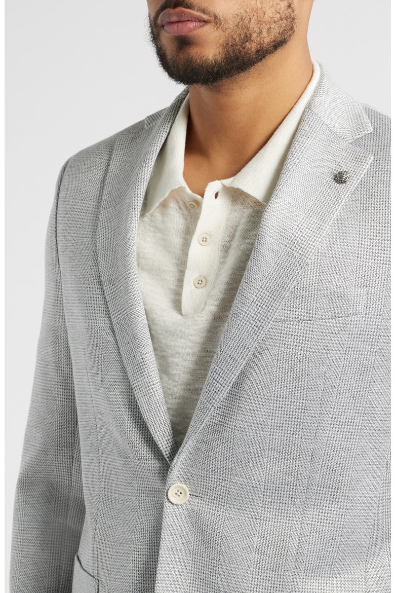 Hampton Glen Plaid Knit Cotton & Silk Blend Sport Coat, Alternate, color, LIGHT GREY