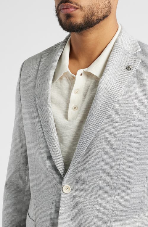 Jack Victor Hampton Glen Plaid Knit Cotton & Silk Blend Sport Coat In Light Grey