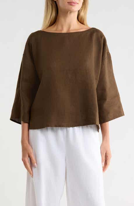 Eileen Fisher Bateau Neck Box Top