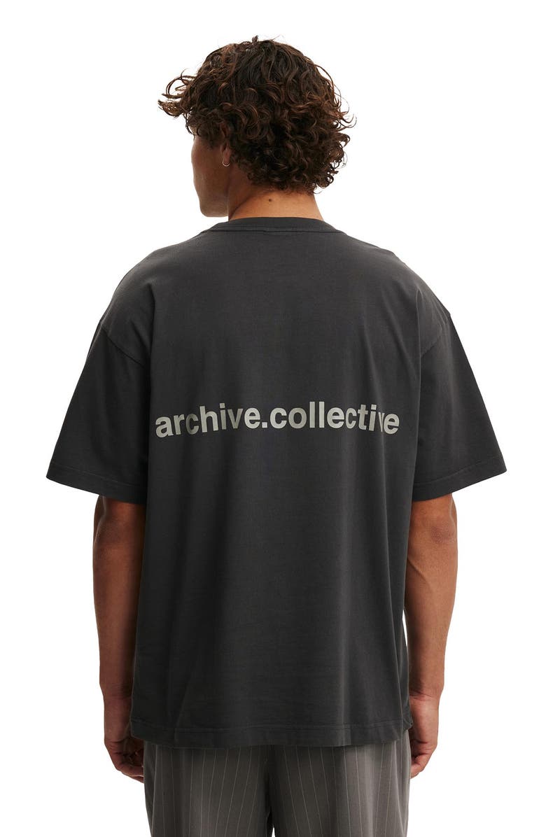 Cotton On Men's Box Fit Text T-Shirt, Alternate, color, Washed Black Archive