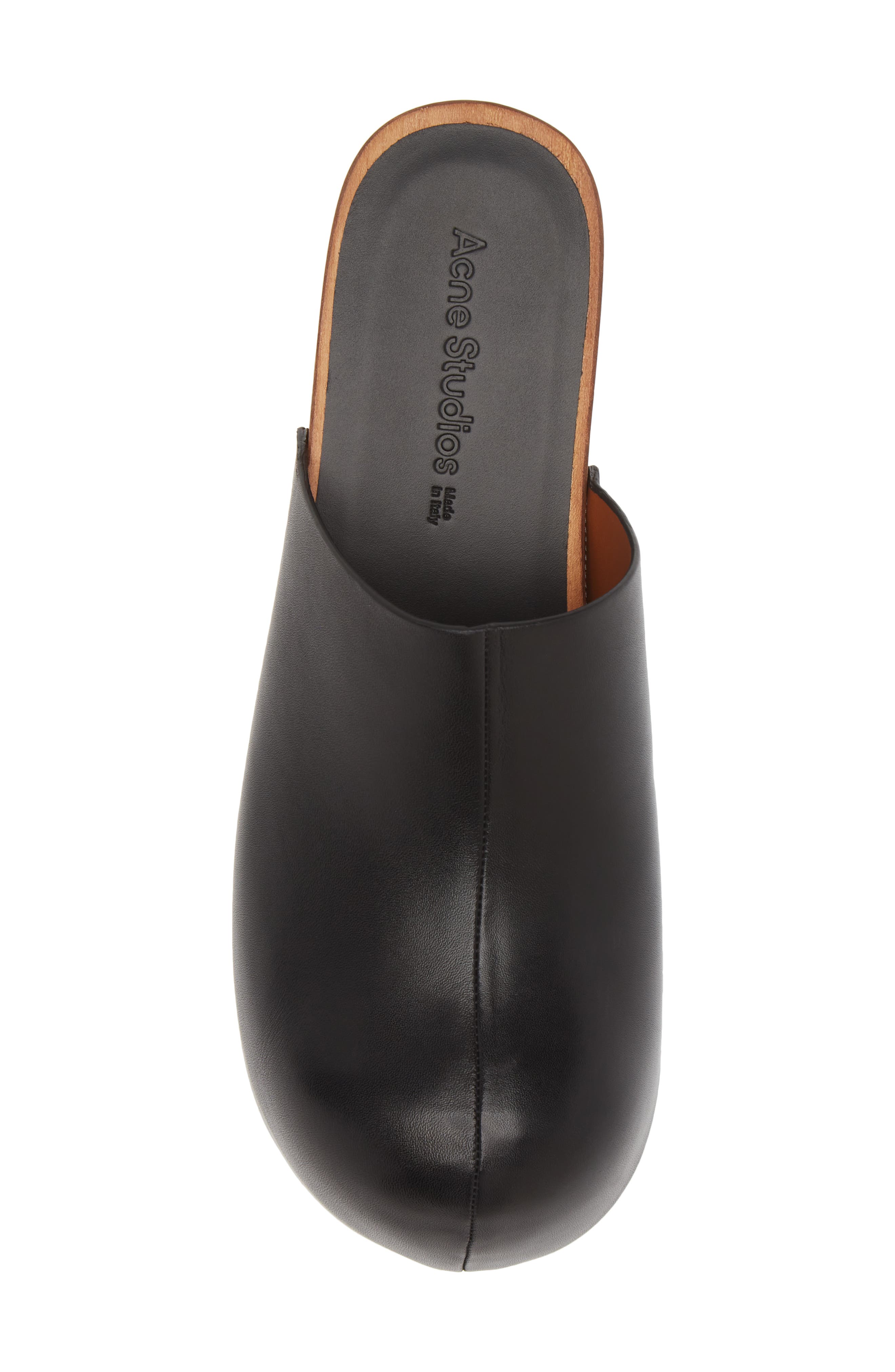Round Toe Leather Clog, Alternate, color, BLACK