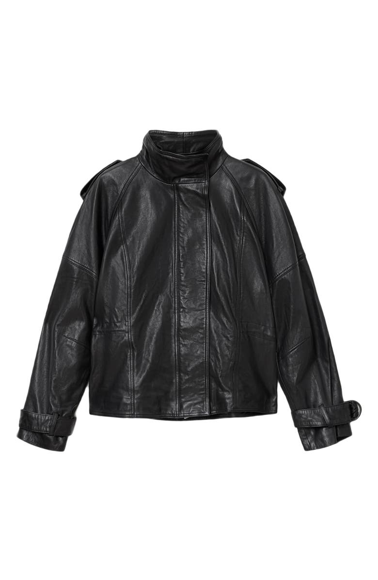 AllSaints Serne Leather Jacket, Alternate, color, Black