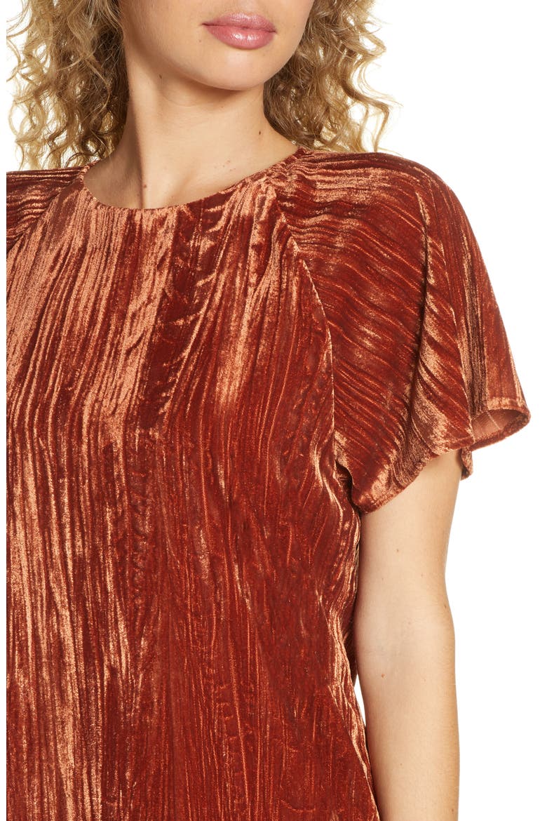 Velvet Shift Dress, Alternate, color, CINNAMON VELVET