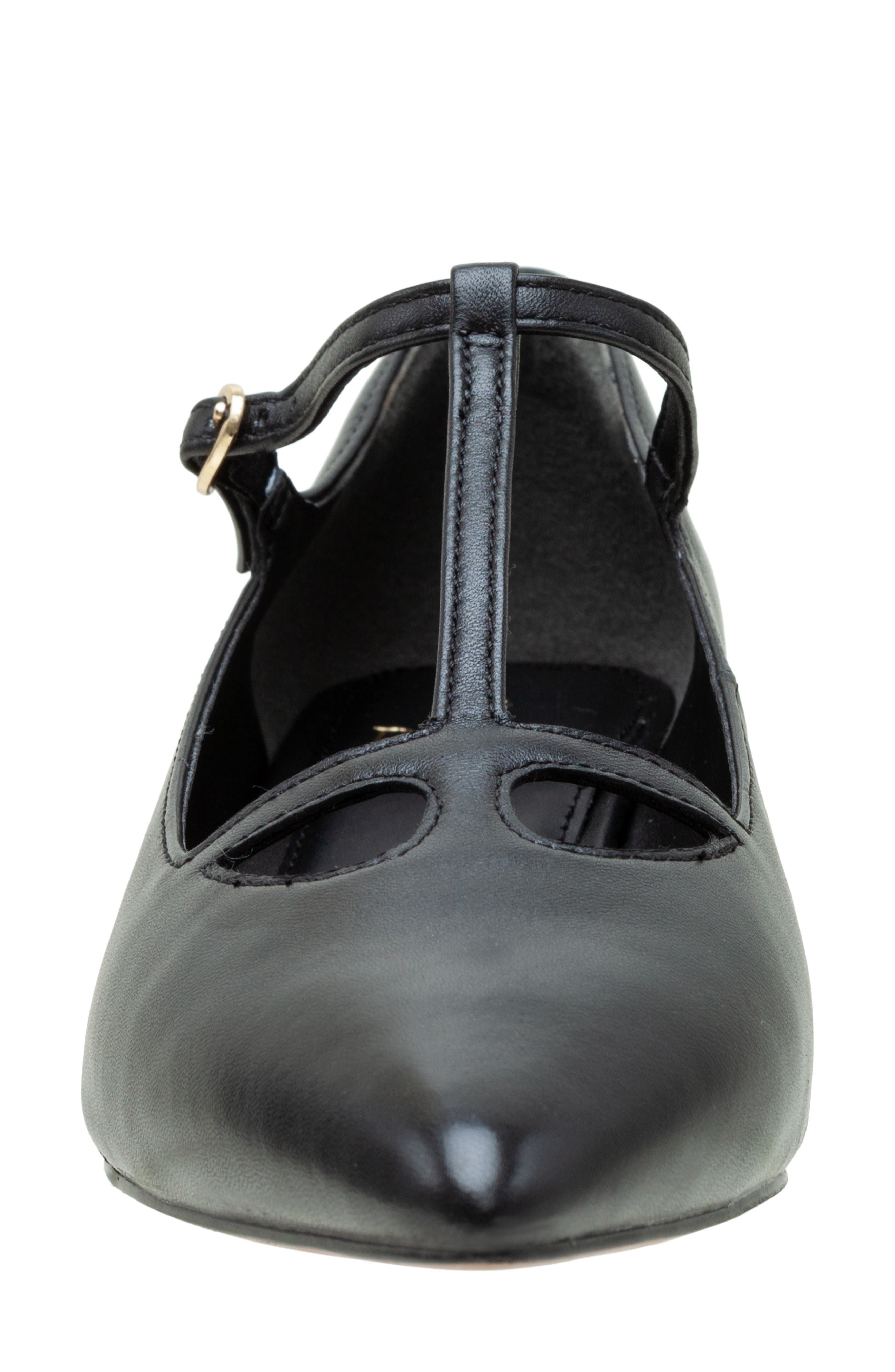 Linea Paolo Celia Pointed Toe T-Strap Pump, Alternate, color, Black
