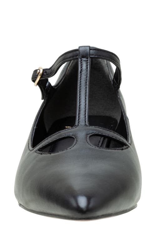 Linea Paolo Celia Pointed Toe T-strap Pump In Black