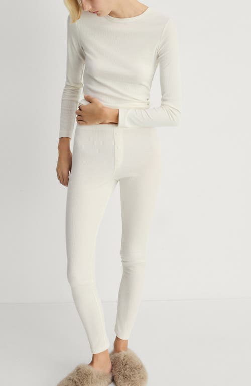 Mango Rib Knit Pants In Vanilla