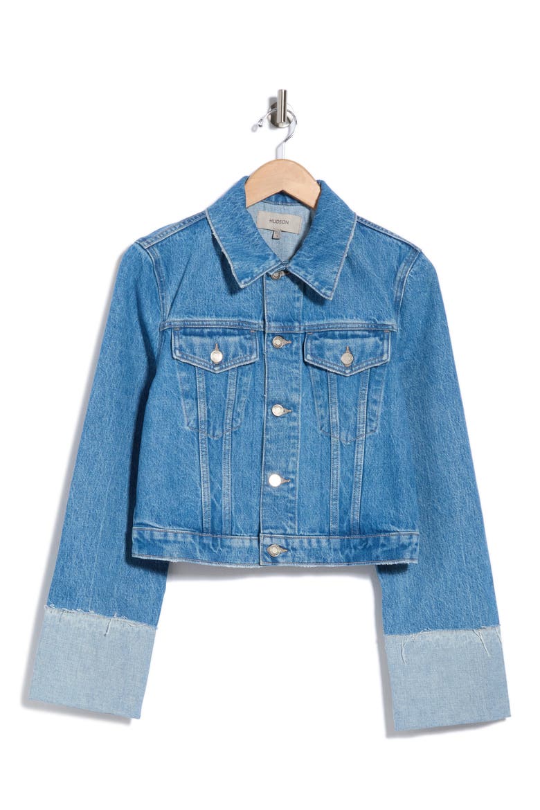 Cuffed Crop Denim Jacket, Main, color, UNIVERSAL