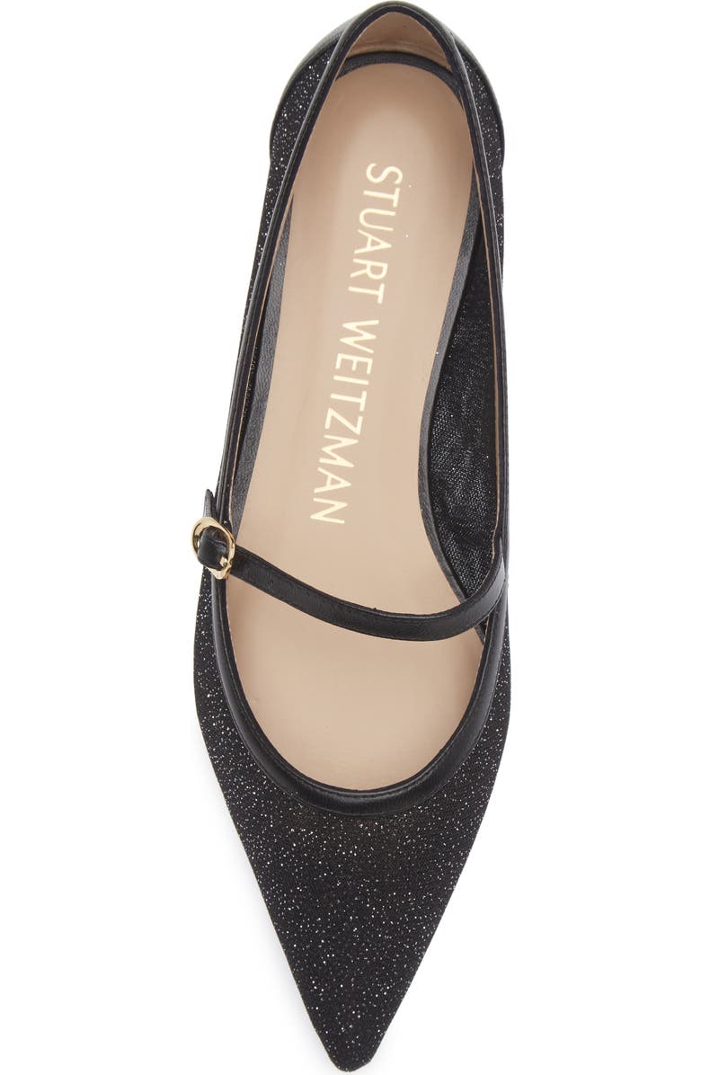Stuart Weitzman Emilia Mary Jane Flat, Alternate, color, Patent Black