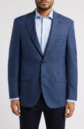 Peter Millar Flynn Classic Fit Blue Microcheck Wool Sport Coat
