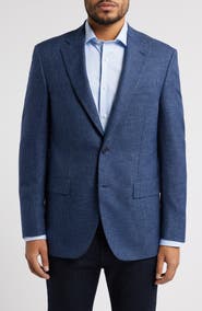 Peter Millar Flynn Classic Fit Blue Microcheck Wool Sport Coat