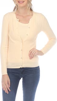 RAIN AND ROSE Crewneck Button-Up Knit Top