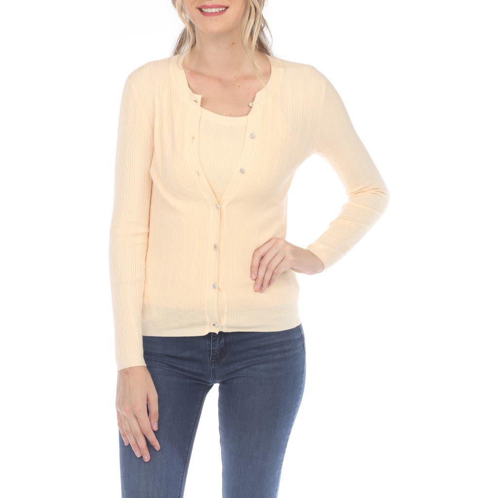 RAIN AND ROSE RAIN AND ROSE CREWNECK BUTTON-UP KNIT TOP