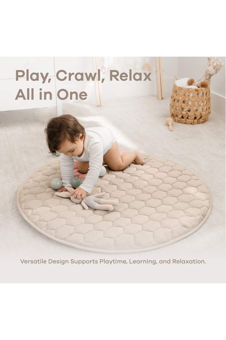 Premium Play Mat with Non-Slip Bottom, Round, Alternate, color, Sand