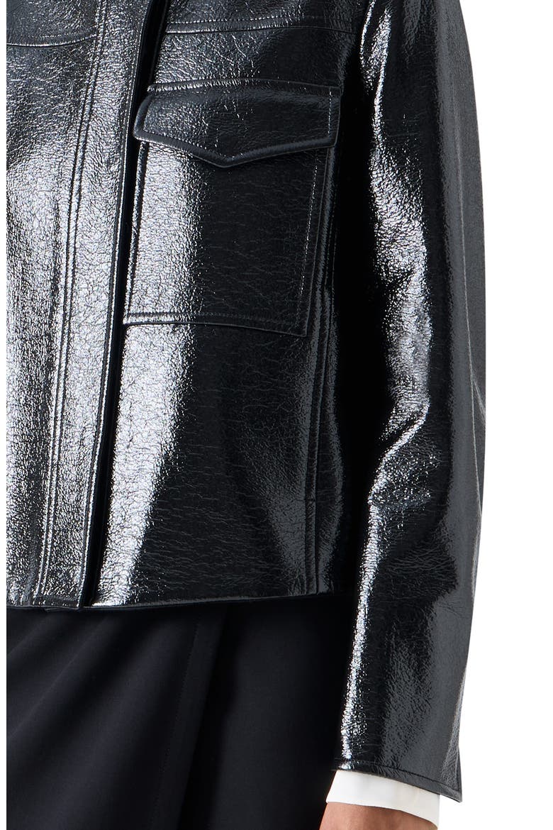 Faux Lacquer Leather Jacket, Alternate, color, BLACK