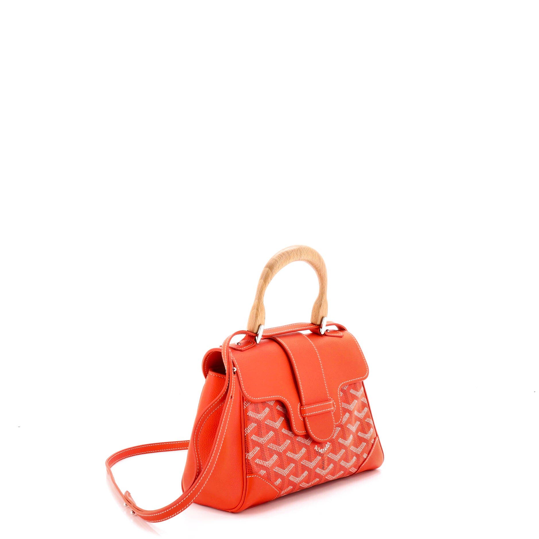 Pre-Owned Goyard Saigon Top Handle Bag Coated Canvas with Leather Mini, Alternate, color, Orange