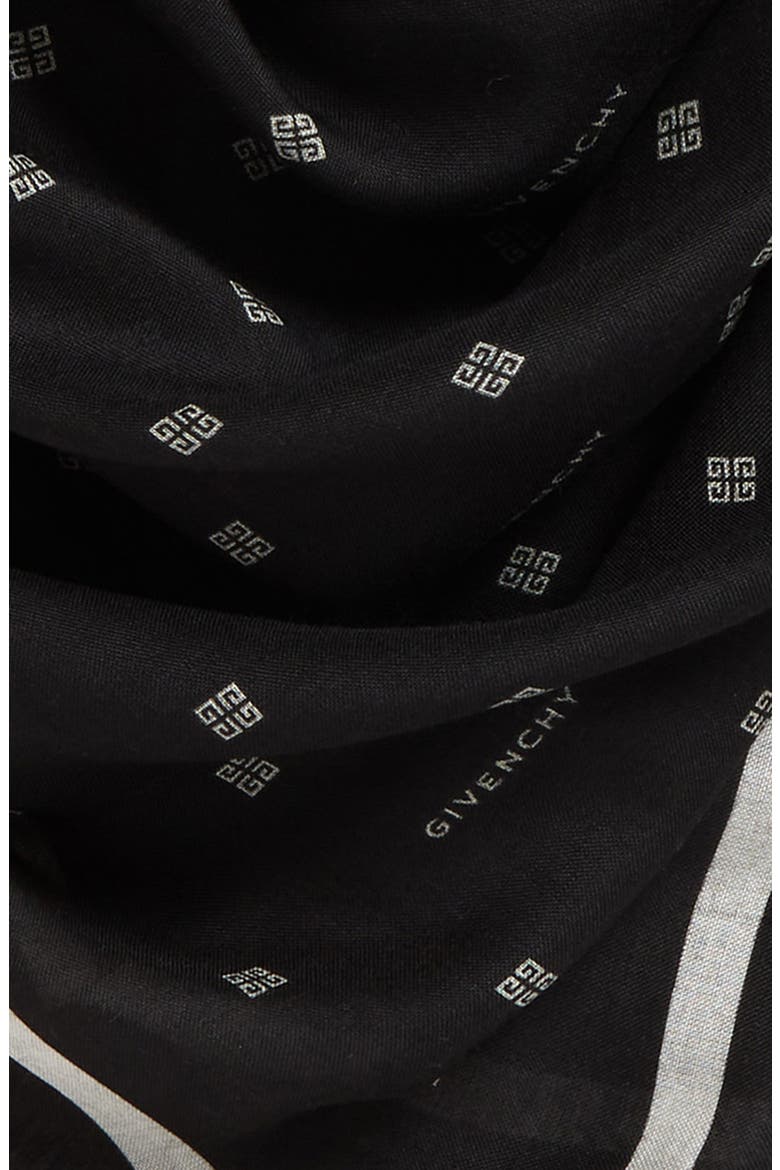 4G Logo Silk & Cashmere Fringe Scarf, Alternate, color, BLACK/ WHITE