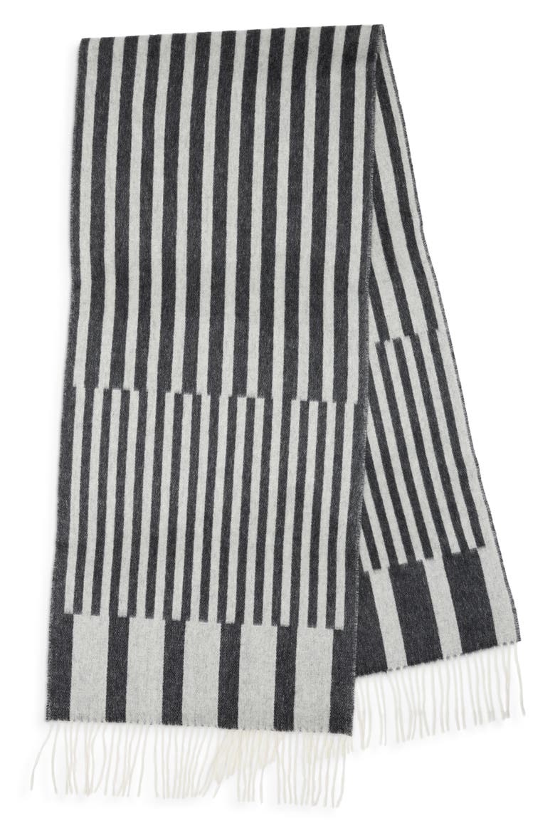 Stripe Wool & Cashmere Scarf, Alternate, color, GREY- CHARCOAL