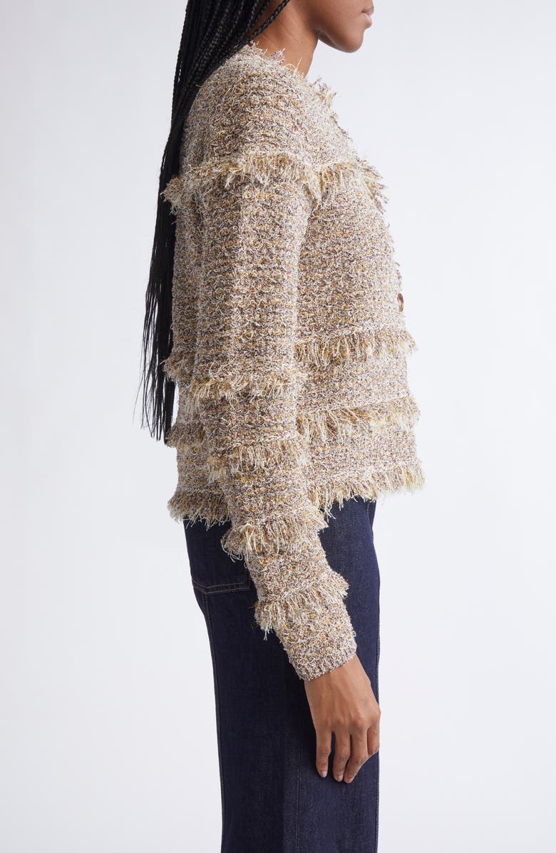 Ulla Johnson Gita Fringe Detail Metallic Tweed Jacket, Alternate, color, Helios
