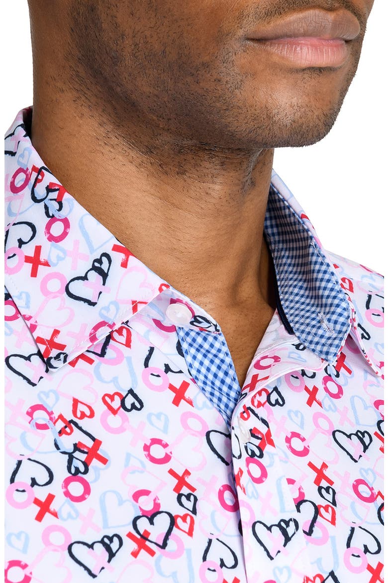 Slim Fit Heart Motif Recycled 4-Way Stretch Performance Long Sleeve Shirt, Alternate, color, PINK