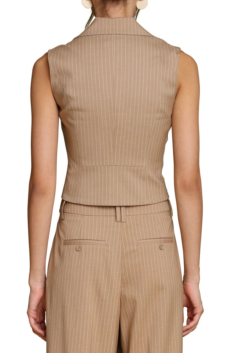 Avec Les Filles Pinstripe Layered Vest, Alternate, color, Camel Pinstripe