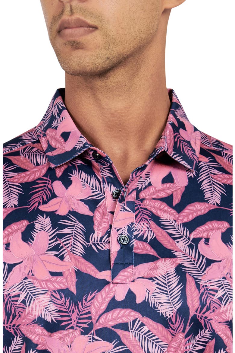 Regular Fit Tropical Floral Print Recycled Performance Golf Polo, Alternate, color, PINK