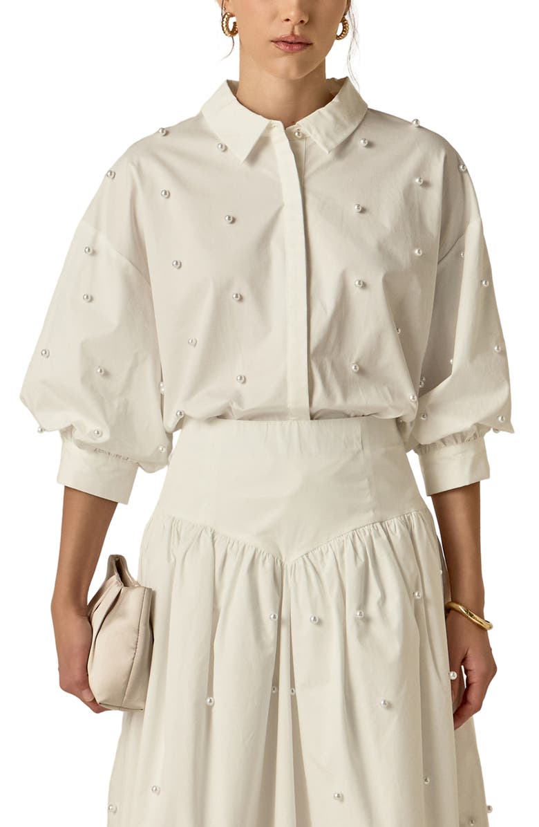 English Factory Pearly Shirt, Alternate, color, White